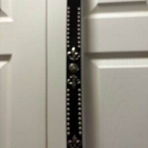 Black studded leather belt 48”